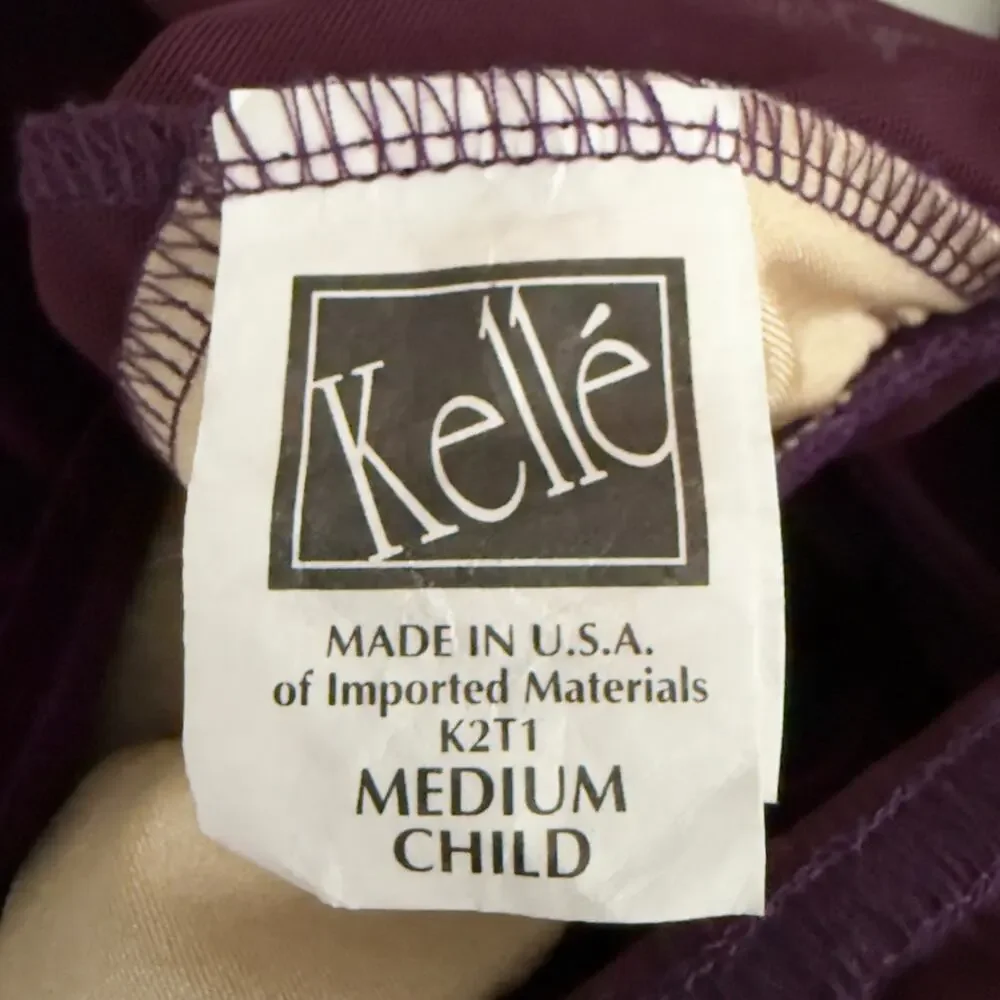 KELLE Shifting Lines Merlot Deep Red Mock Neck Unitard Bodysuit Medium Child MC